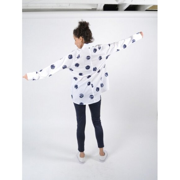 Kozan Sz. S Pippa Shirt in Navy Dots Artistic Whimsical Boho - Picture 3 of 13
